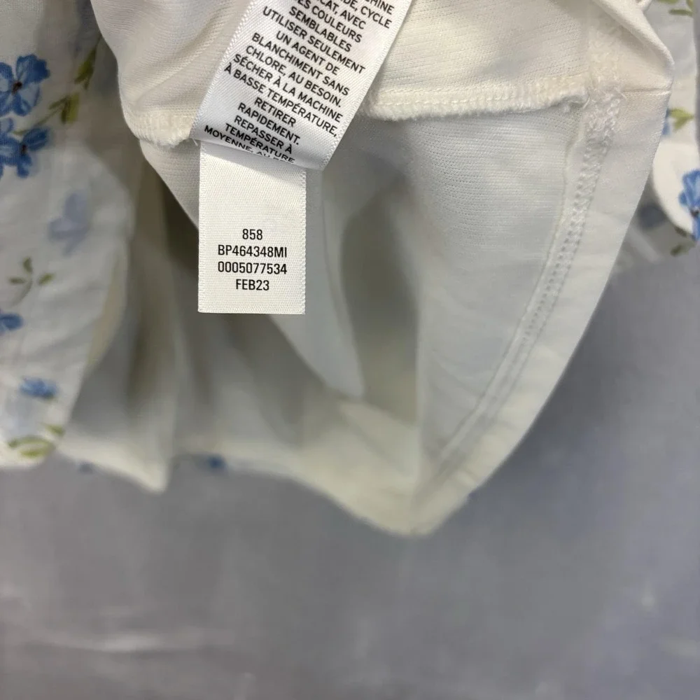 BP. Floral Milkmaid Sundress Womens Medium M White Blue Puff Sleeve Lightweight‎
